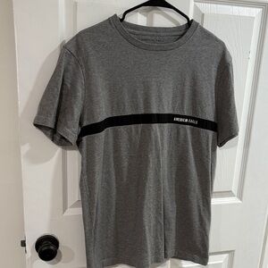 American Eagle Outfitters Charcoal Tee with Black Stripe